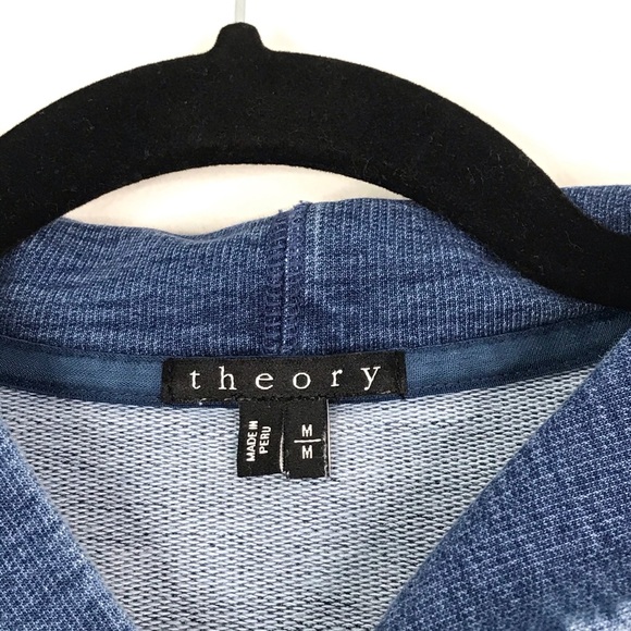 Theory Danen Psh Hoodie Sweatshirt Denim Terry M - Picture 6 of 9